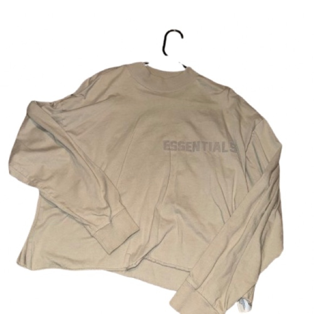 Essentials Tan Cropped Crewneck Men's Sweater